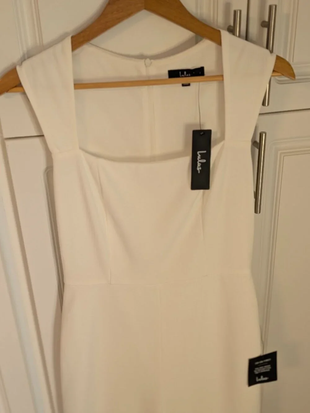 Lulus Enticing Endeavors Ivory Stretch Wide Leg Jumpsuit L Honeymoon Wedding NWT - Picture 4 of 12